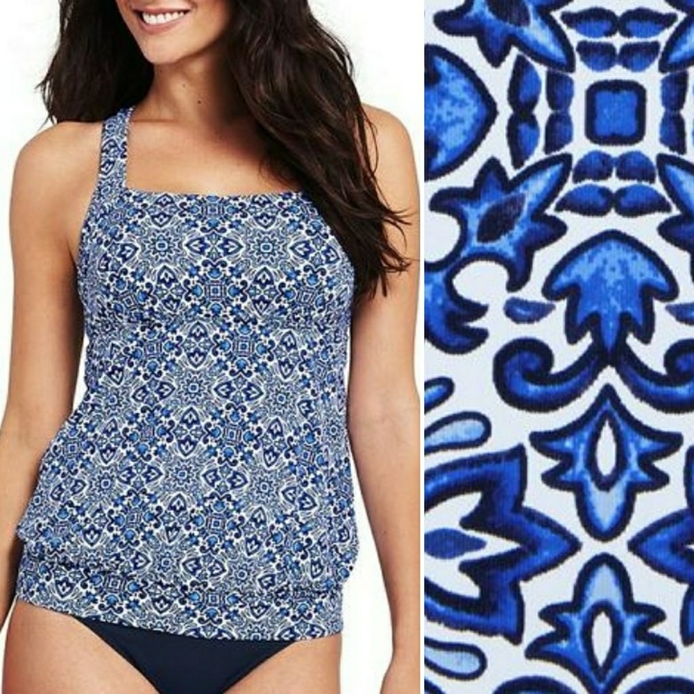 ⚡NWT⚡ Lands' End Blouson rare patterned Tankini